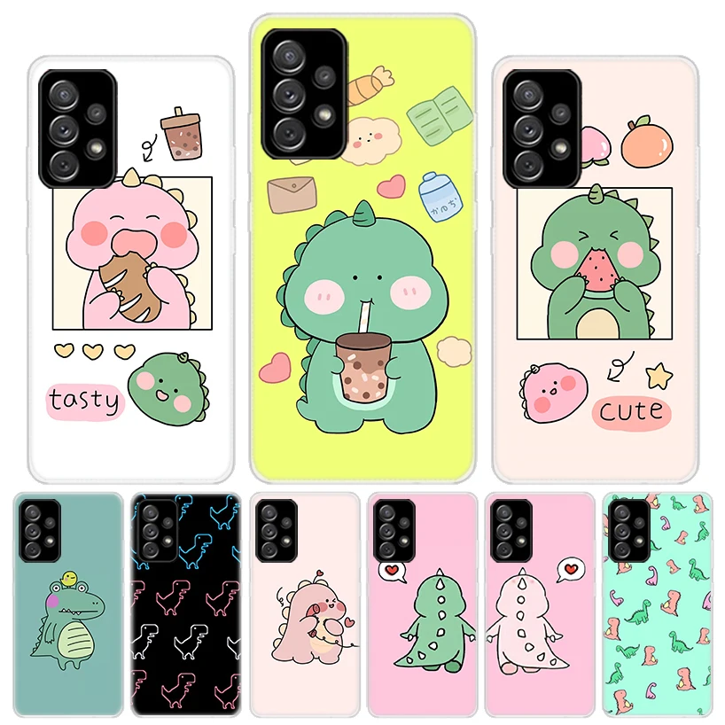 

Cute Little Dinosaur Baby Silicon Call Phone Case For Samsung Galaxy A72 A52 A71 A51 A32 A22 A12 A02S A31 A21S M21 M31S M51