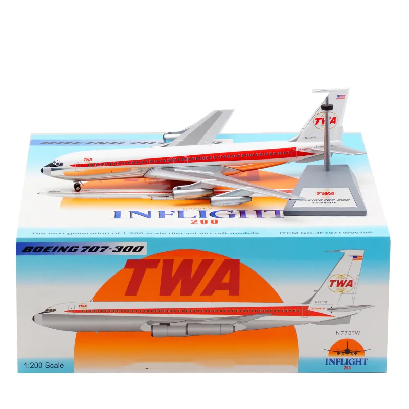 

Модель самолета из сплава под давлением в масштабе 1/200, модель самолета американской авиакомпании TWA Airlines, Коллекционная модель игрушки