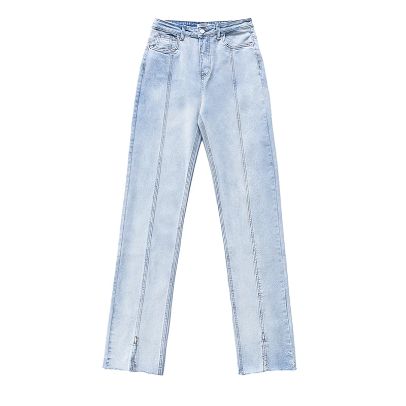 

Summer Flare Women's Pants Oversize Jeans Korean Fashion Denims High Waist Straight Leg Split Trousers Y2k Popular Streetwear