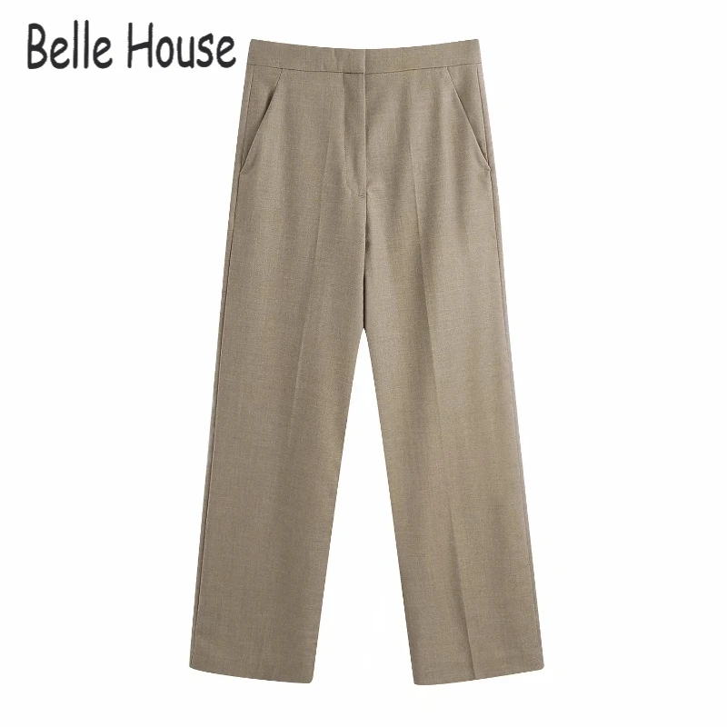 

2021 Women Elegant Loose Wide Leg Pants High Waist New Causal Pockets Long Female Clohing Fashion Straight Trousers NZ0351