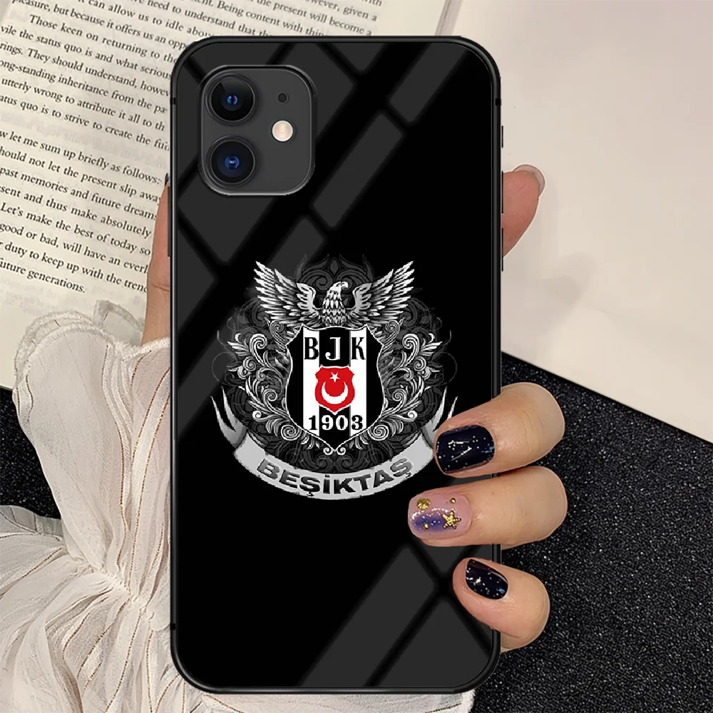 

Turkey Besiktas Football Phone Tempered Glass Case Cover For IPhone 6 6S 7 8 11 12 X Xr Xs Se 2020 Pro Max Plus Mini Silicone