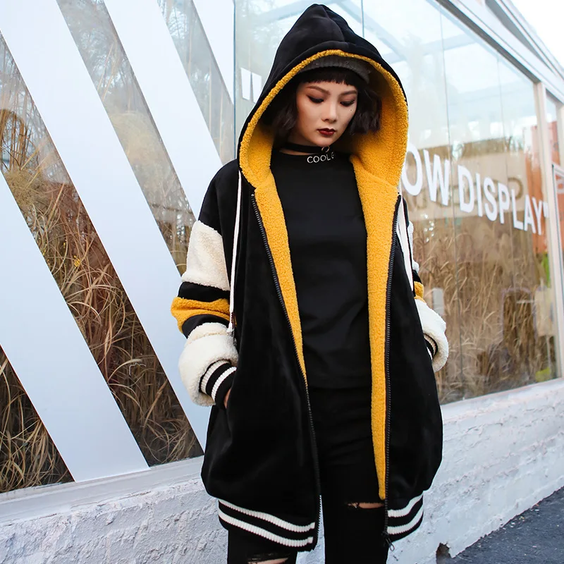 Черный Max LuLu Korean Fashion Ladies Punk Streetwear Womens Thicken Fur Hooded Hoodies Casual Warm Sweatshirts Winter Clothing - Цвет: Черный