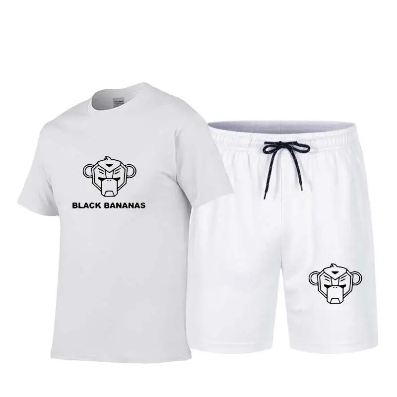 

2021 black banana 2-piece print men's summer O-neck apparel sportswear new short-sleeved men's T-shirt sportswear