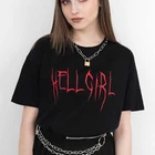 Женская футболка с коротким рукавом HELL GIRL, летняя повседневная футболка в стиле панк и готика, винтажная свободная футболка большого размера в стиле хип-хоп с буквенным принтом ольччан