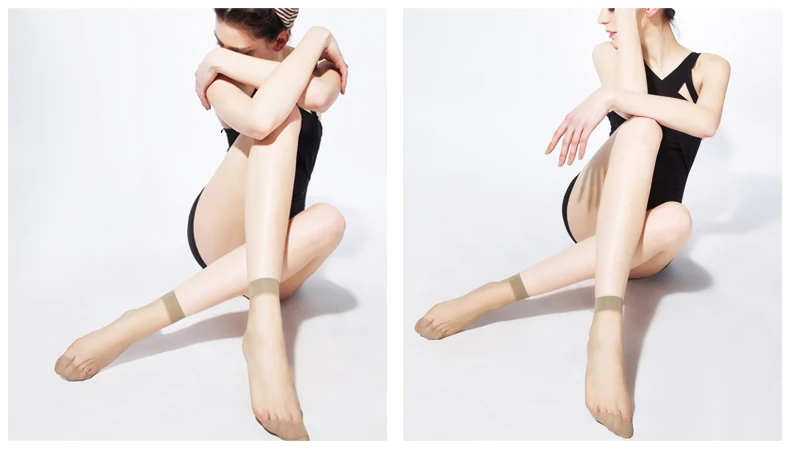 Short Transparent 5D Crystal Silk Thin Section Breathable Nylon Socks Summer Solid Color Short Tube Sweat-absorbent Ladies Socks