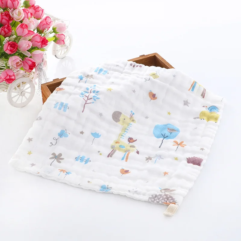 Детский слюнявчик 25*25 см детский мультяшный принт шестислойный марлевый