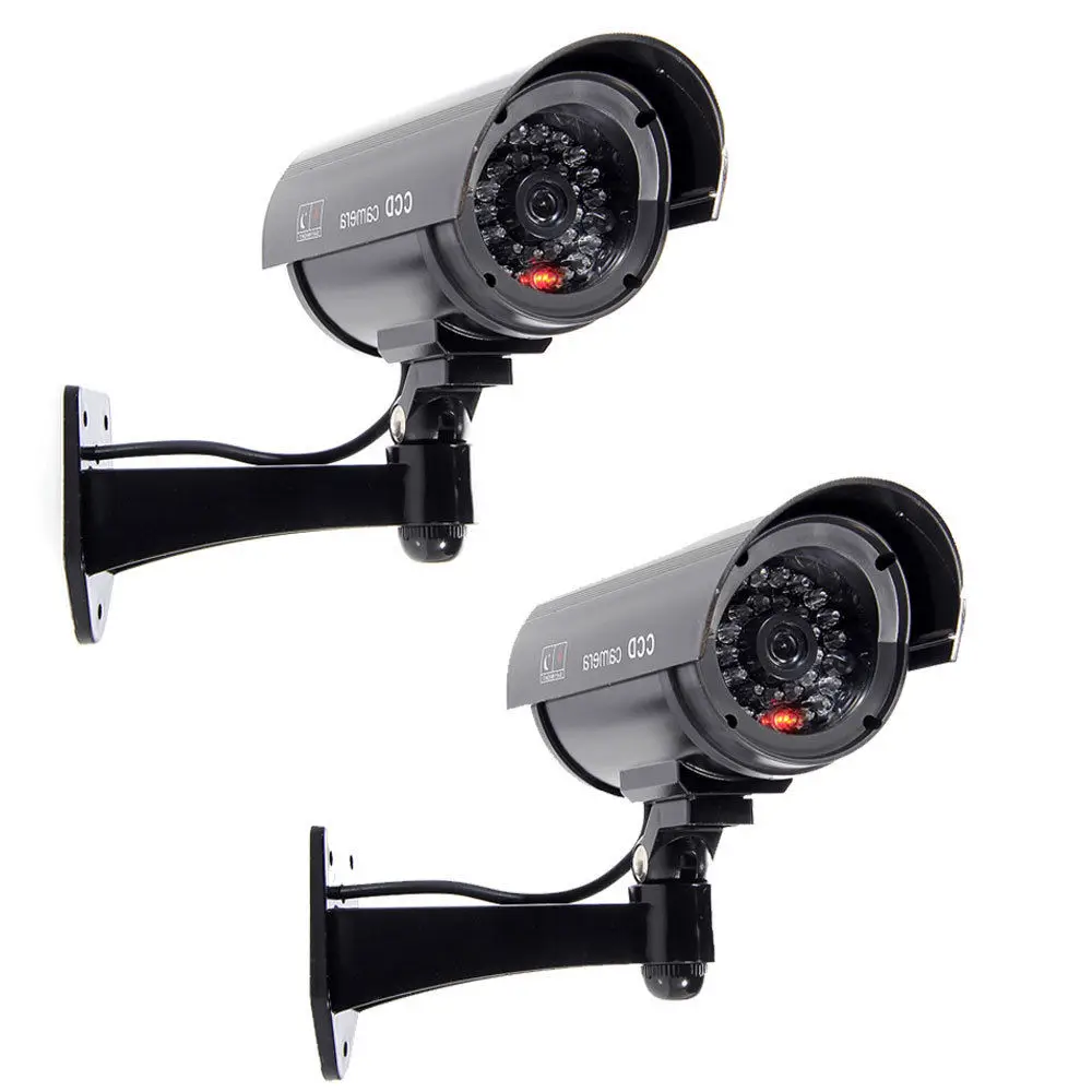

2Pcs IR Bullet Fake Dummy Surveillance Security Camera CCTV Record Light LED