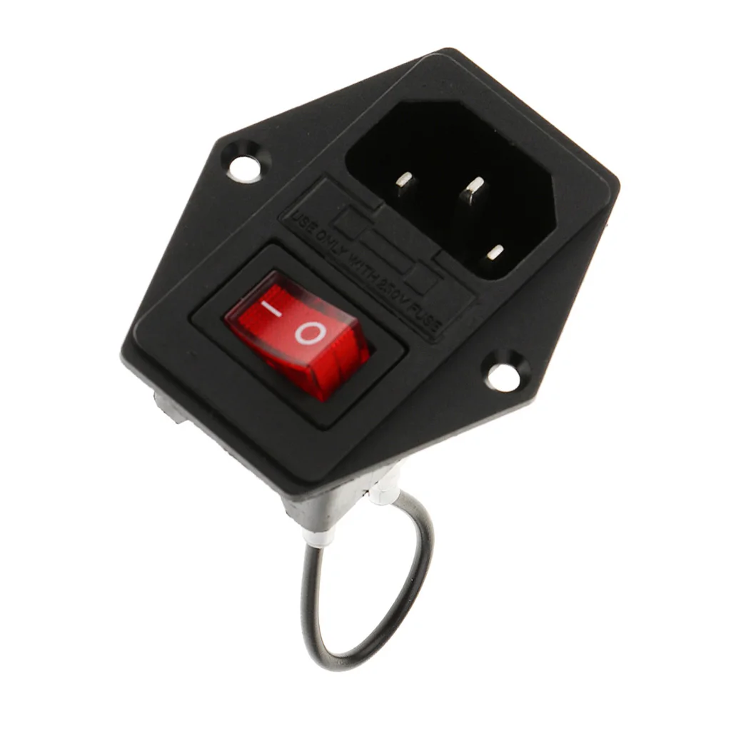

3Pin Male Power Socket Inlet Module Plug Fuse Switch Parts for 3D Printers