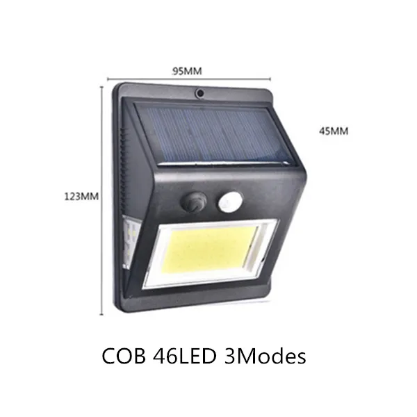 COB 46led 3 modes Солнечная лампа светодиодный настенный солнечный светильник Открытый охранный светильник ing Ночной светильник с датчиком движения детектор для сада задняя дверь шаг - Испускаемый цвет: COB 46led 3 modes