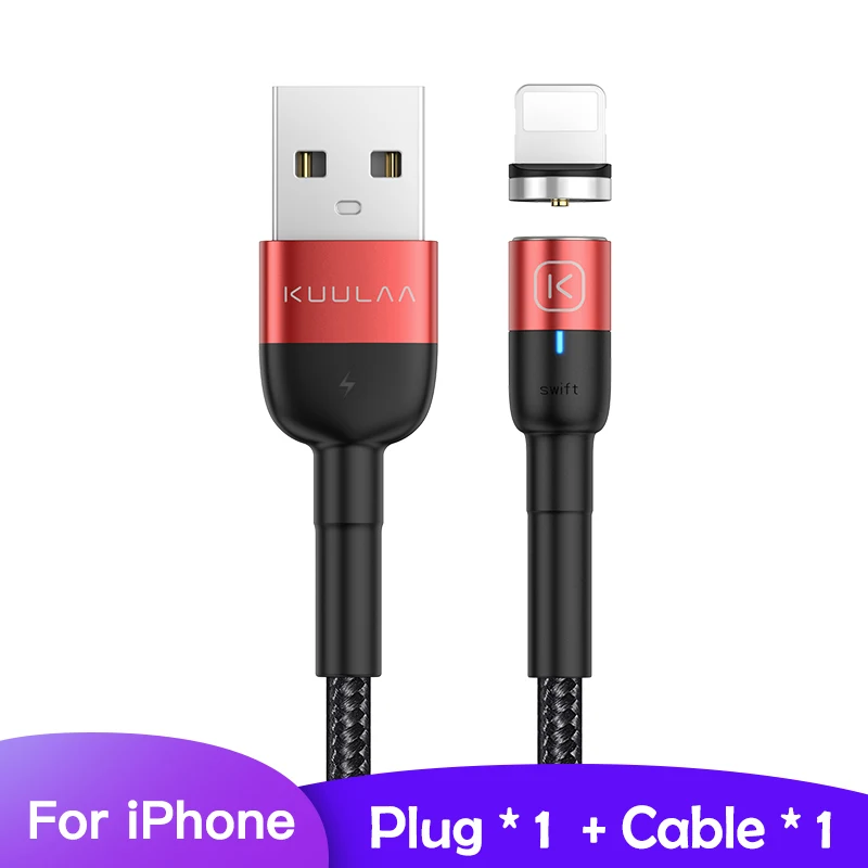 KUULAA Магнитный Micro usb type C кабель для iPhone Xiaomi Android мобильный телефон Быстрая зарядка USB кабель магнит зарядное устройство провод шнур - Цвет: Red For iPhone