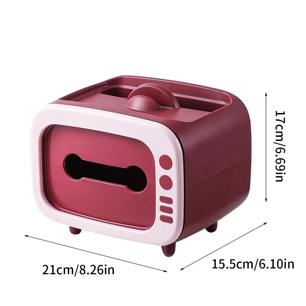 

TV Shape Tissue Box Multifunctional Desktop Drawer Box Mobile Phone Viewing Bracket Plastic LivingRoom Nordic Napkin Storage Box