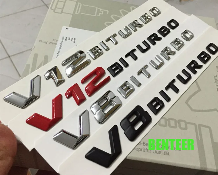 

ABS AMG Styling V8 V12 BITURBO emblem For Mercedes-Benz A B E Glass CLA GLA GLK CLS ML GL