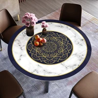 european style big size round table mat marbled pvc round tablecloth oilproof waterproof table cloth custom party table dece pad