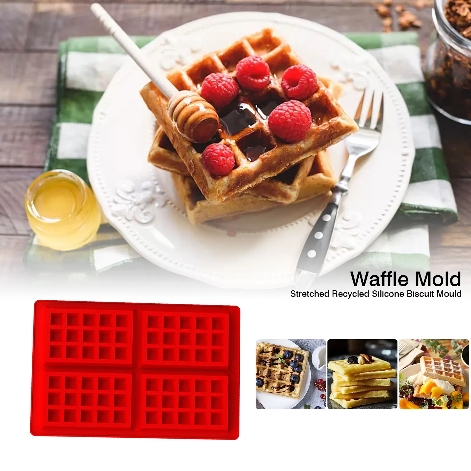 

Kitchen Waffle Mold Non-stick Cake Mould Makers Kitchen Silicone Waffle Bakeware