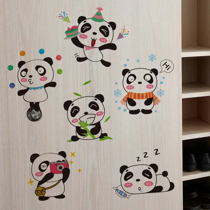 [Shijuekongjian] маленькие панды наклейки на стену винил DIY мультфильм Переводные