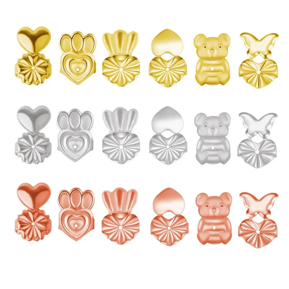 Женские серьги бабочка Uer медные золотого и серебряного цвета с сердечками