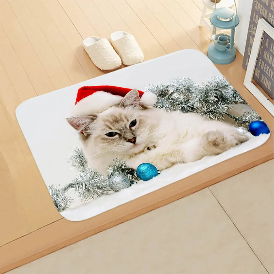 3D Рождественский коврик Kawaii Cat напечатанный ковер Противоскользящий коврик наружные коврики кухонные передние двери коврики Xmas Tapete Para Sala