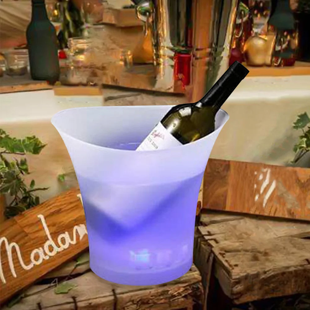 

5L LED 7-Color Lighting Waterproof Ice Bucket Champagne Whiskey Beer Holder for Bar Nightclub Beer Party Wine Cooler Pub Barware