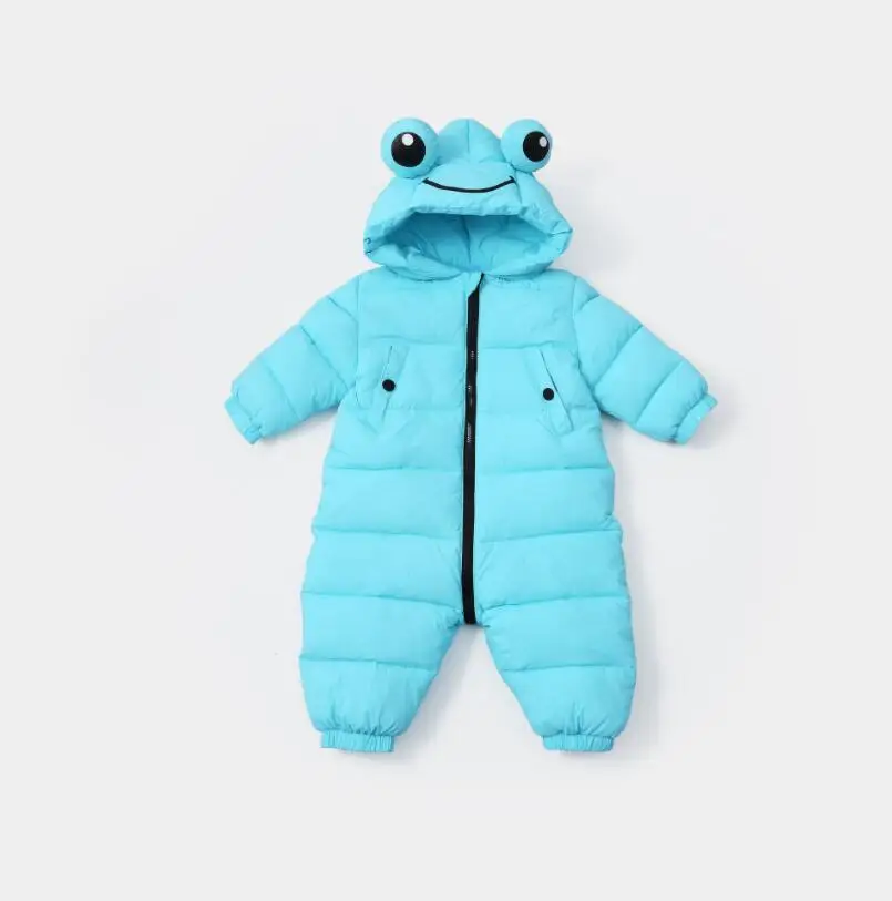 sky blue Детские комбинезоны; зимняя одежда для девочек и мальчиков с рисунком лягушки; Милые Джемперы для малышей; одежда для малышей; Осенняя теплая куртка с хлопковой подкладкой; пальто для малышей - Цвет: sky blue