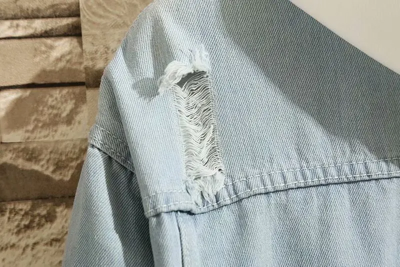 

2021 men's ripped denim jacket young handsome personality casual denim jacket