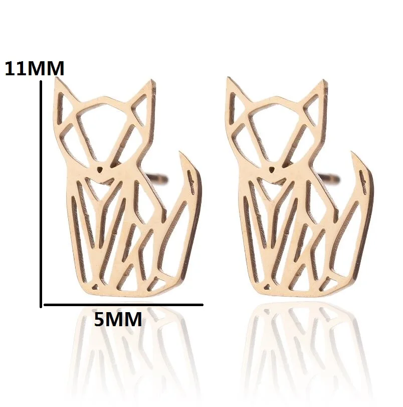 Shuangshuo Black Earrings Punk Fashion Stainless Steel Stud Animal Geometic World Map Earings Women Men Mini Jewelry | Украшения и