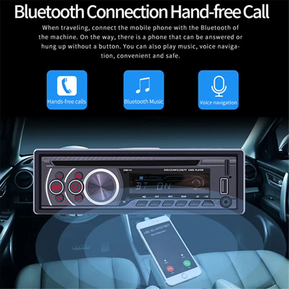 1 Дисплей+ автомобильный CD-плеер DVD VCD Player Bluetooth 4,0 Аудиомагнитола видео Выход музыкальный плеер DVD плеер/USB/AUX/TF ЖК-дисплей авто мультимедиа