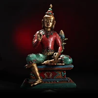 13tibet temple collection old bronze outline in gold mosaic gem shakyamuni buddha sitting buddha town house exorcism