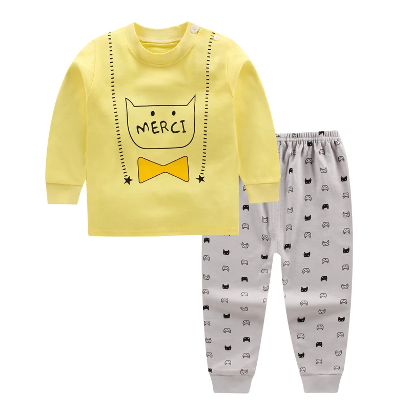 style 20 Новые детские пижамные комплекты для мальчиков и девочек Милая футболка с длинными рукавами и принтом из мультфильмов топы и штаны осенняя одежда для сна для малышей - Цвет: style 20