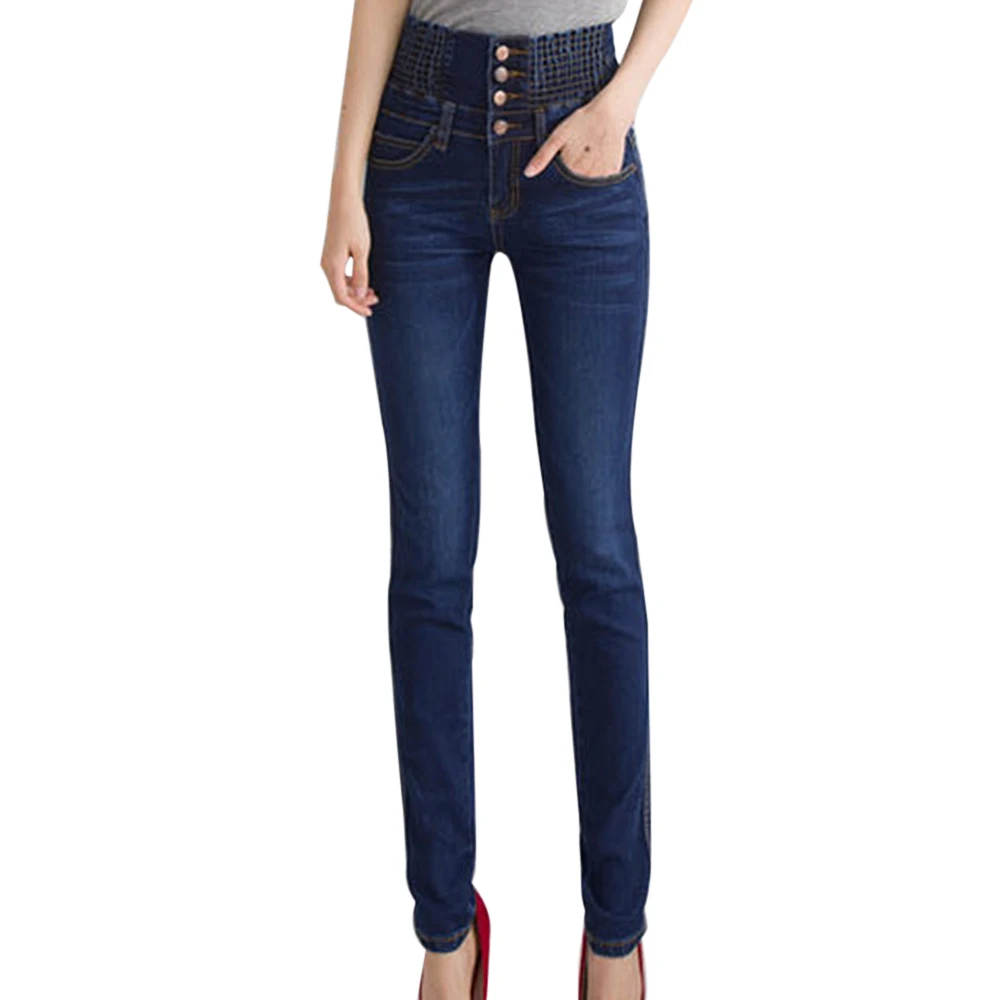 dark blue velvet 2 MoneRffi женские зимние джинсы с высокой талией, обтягивающие штаны с флисовой подкладкой, джеггинсы с эластичной резинкой на талии, повседневные джинсы больших размеров, женские теплые джинсы - Цвет: dark blue velvet 2