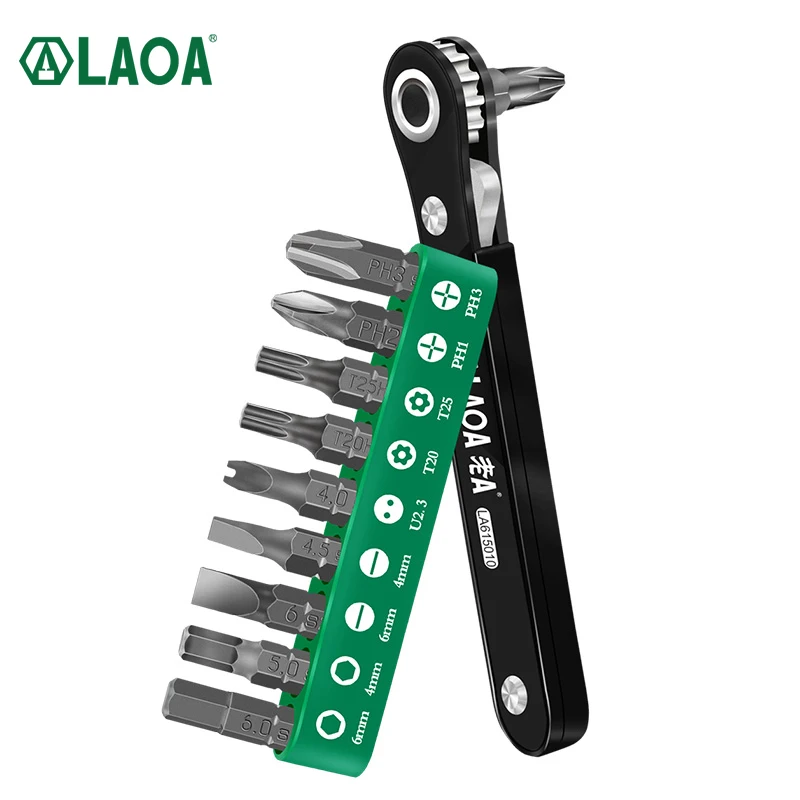 

LAOA 10 in 1 Ratchet Screwdriver Set S2 Screwdrivers Forward And Reverse Multifunction Tool With Phillip Slotted Torx bits
