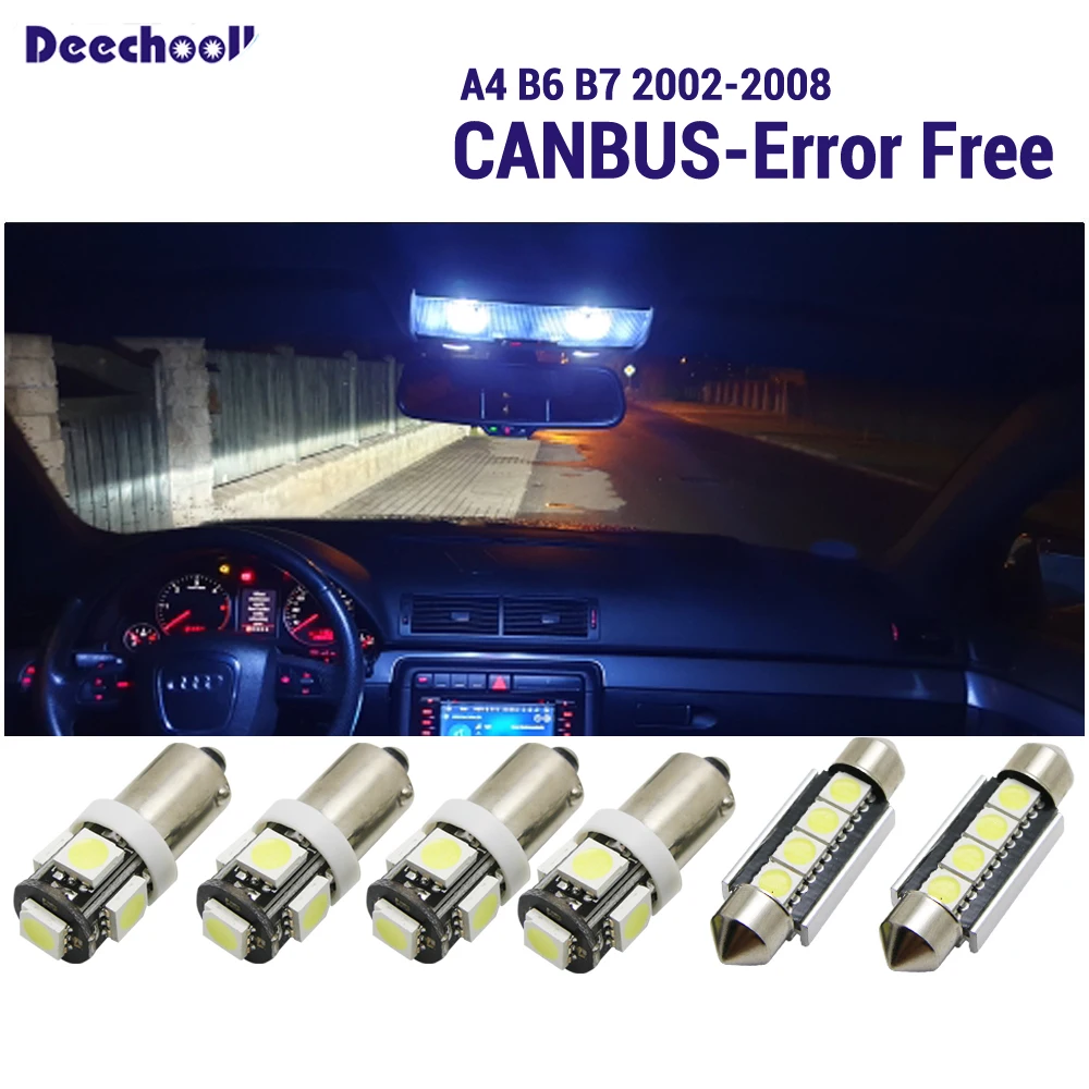 Canbus Светодиодная лампа номерного знака+ без ошибок белый холодный белый Интерьер Карта купольные огни для audi a4 b6 b7 2002-2008