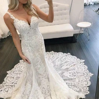 lover kiss mermaid wedding dress 2022 robes de mari%c3%a9e plus size bridal gowns sexy long train v neck spaghetti straps h%c3%a4%c3%a4mekot