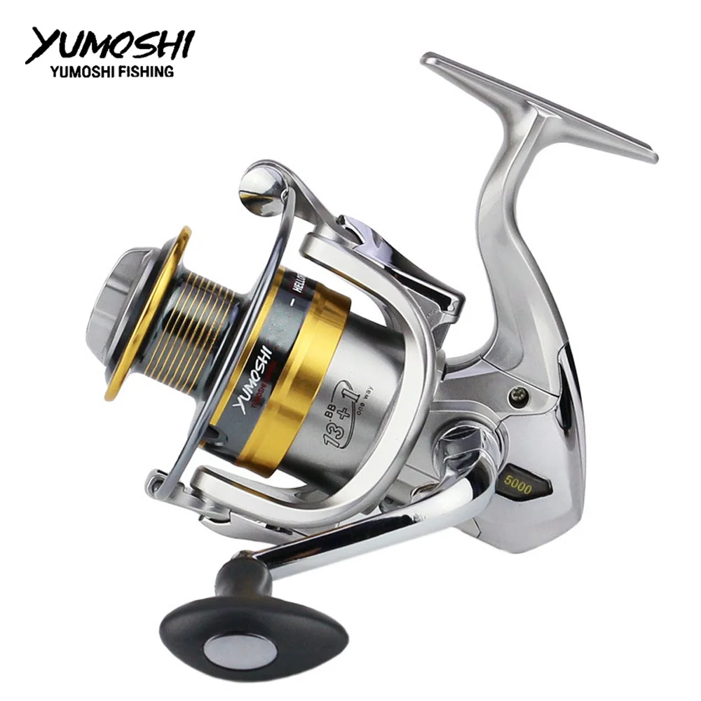 

Рыболовная катушка YUMOSHISpinning, металлический основной корпус, 13BB + 1, Рыболовная катушка серии 5,5: 1 XS 1000-7000, катушка для рыбалки