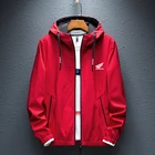 Куртка мужская мотоциклетная с капюшоном, шикарная верхняя одежда с принтом HONDA, на молнии, в стиле Харадзюку, европейский размер, верхняя одежда в байкерском стиле