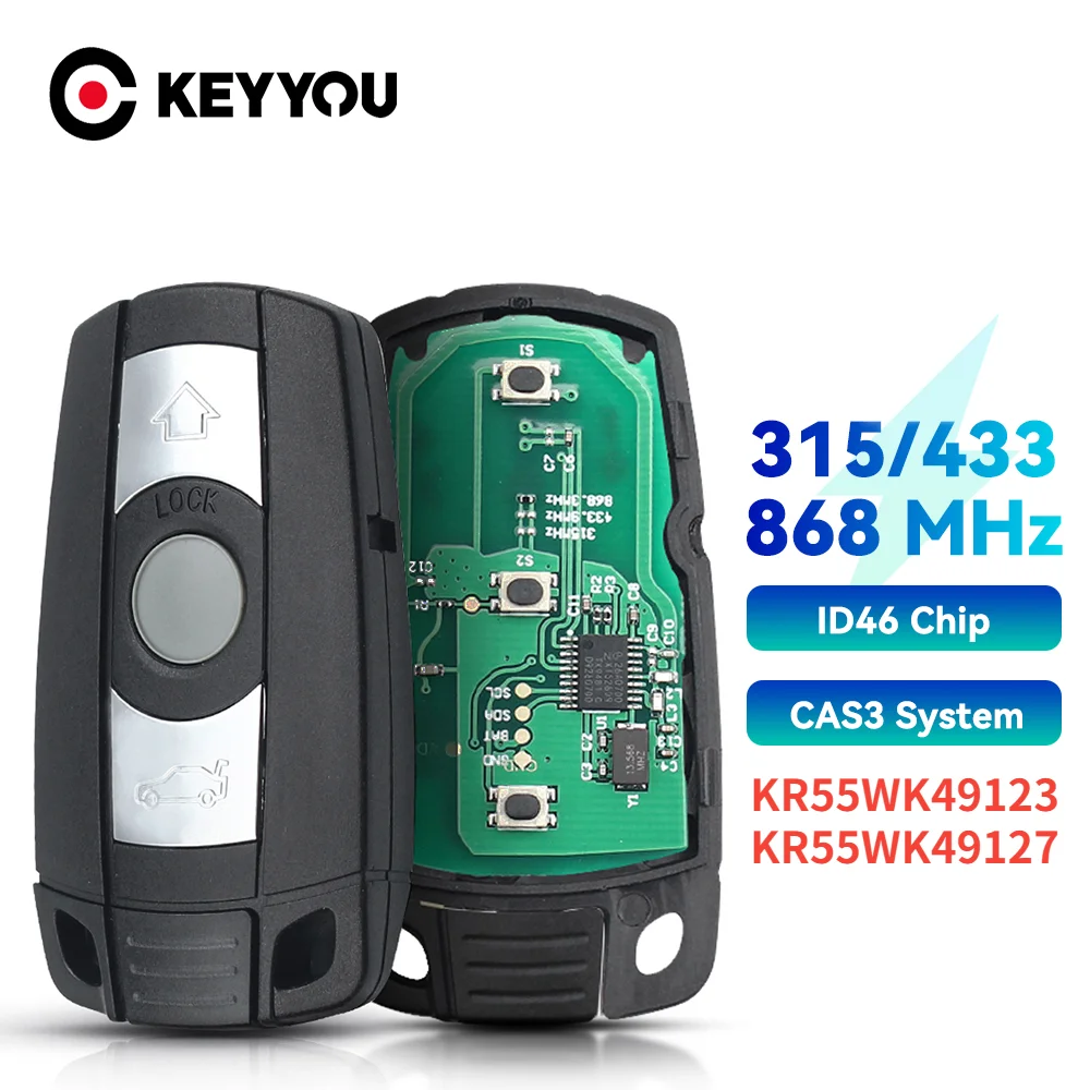 

KEYYOU 868MHz/315MHz Smart Remote Car Key PCF7945 Chip for BMW E60 E61 E70 E71 E72 E81 E82 E87 E88 E90 E91 E92 E93 KR55WK49123