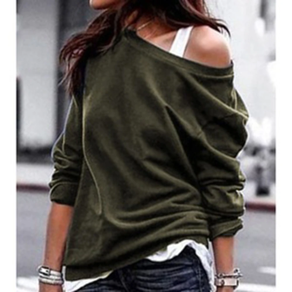 Модные футболки с длинным рукавом вырезом лодочкой топы открытыми плечами