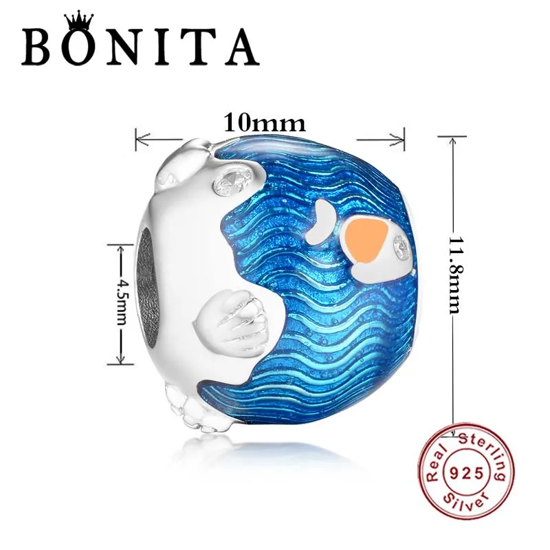Браслет и ожерелье из серебра 925 пробы с подвеской в виде морских волн рыб|Бусины|