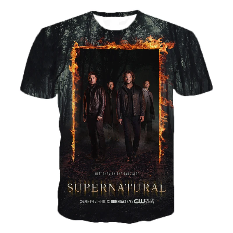 

TV Series T-shirt Supernatural 3D Print Streetwear Men Women Casual Fashion O-Neck Short Sleeve T Shirt Male Tees Tops Clothing