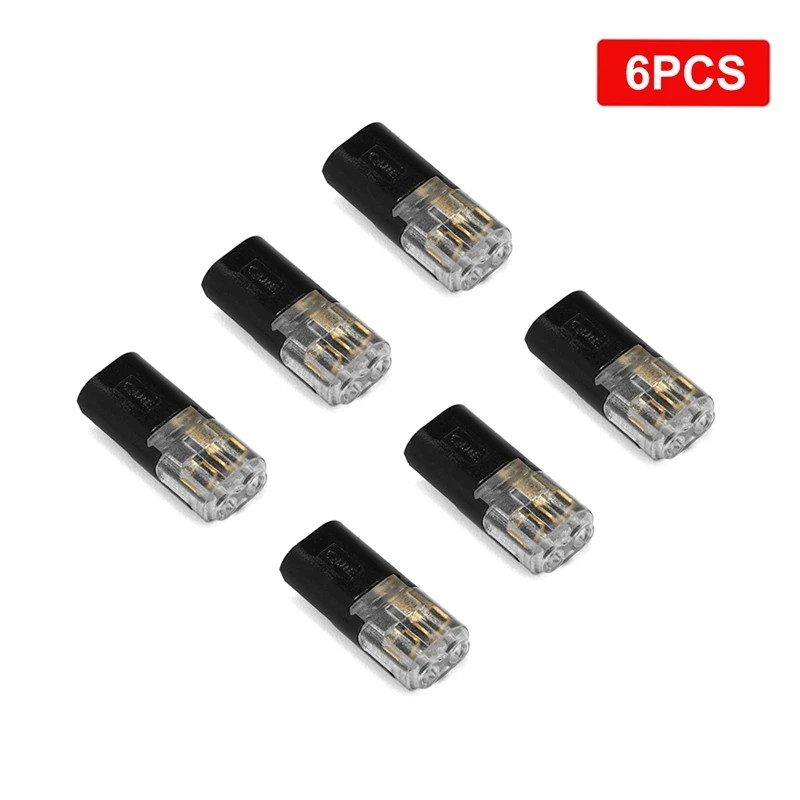 

6pcs Compact Spring Wire Terminals No Screws No Soldering 2 Pin 2 Way Quick Splice Pluggable LED Wire Connector For Car Wiring