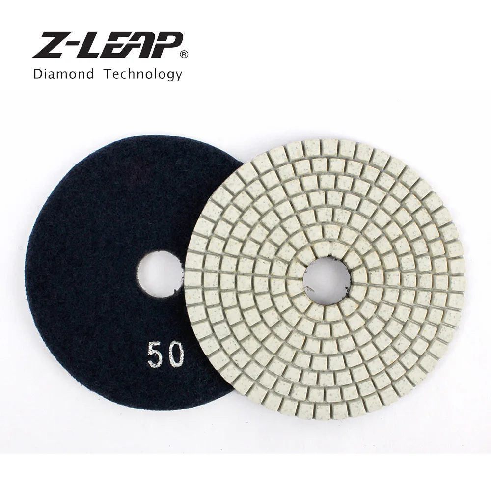 Z-LEAP 4-дюймовый 7 шт./компл. Алмазный Полировочный диск колодки бетонный гранитный мраморный пол шлифовальный диск мокрый Применение белый гибкие полосы света с абразивным кругом