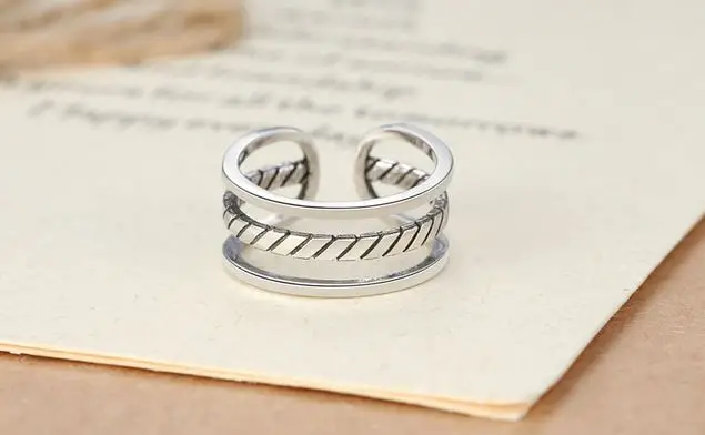 Винтажное кольцо серебряное ювелирное изделие трехкольцевая пеньковая веревка