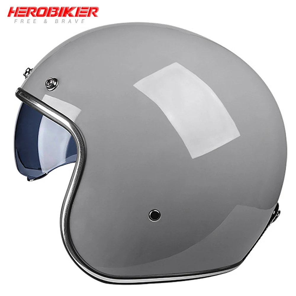 Мотоциклетный шлем HEROBIKER в стиле ретро 3/4 дюйма с открытым лицом двойной