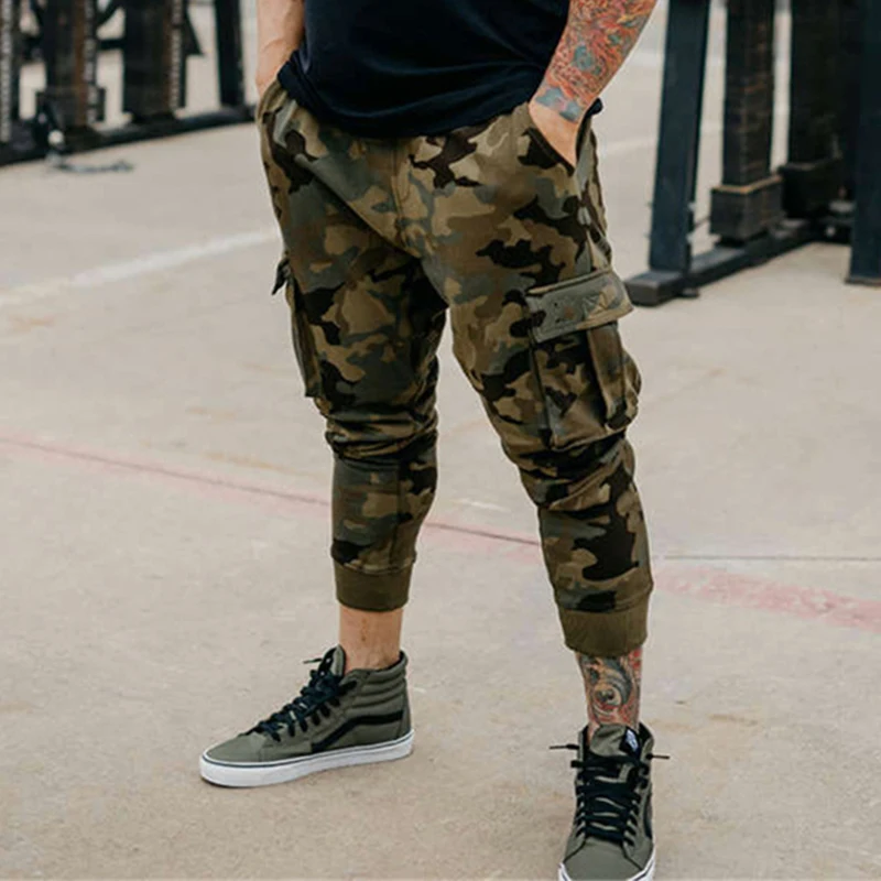 Камуфляжные штаны для бега мужские брюки спортивная одежда спортивные занятий