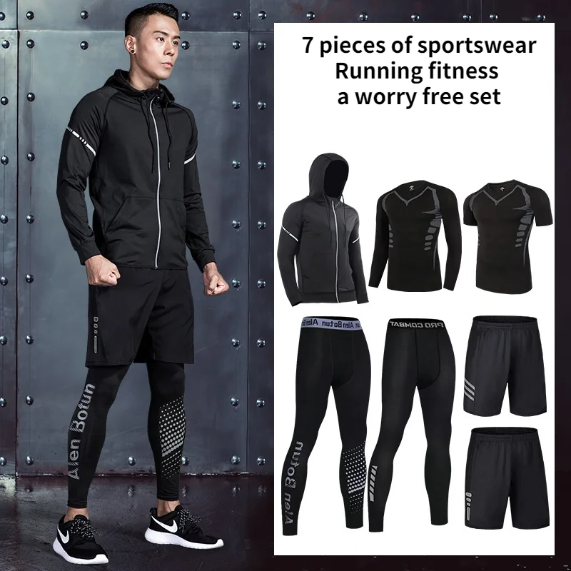

2021 autumn and winter mountaineering and running leisure sportswear long sleeved trousers fashion trend Hoodie seven piece suit