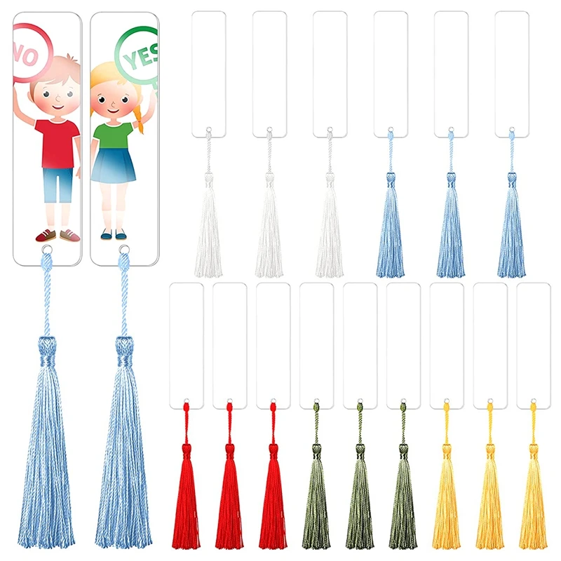 

15 Pieces Blank Acrylic Bookmark DIY Bookmark Unfinished Acrylic Book Markers Ornaments for DIY Crafts, Party Decors