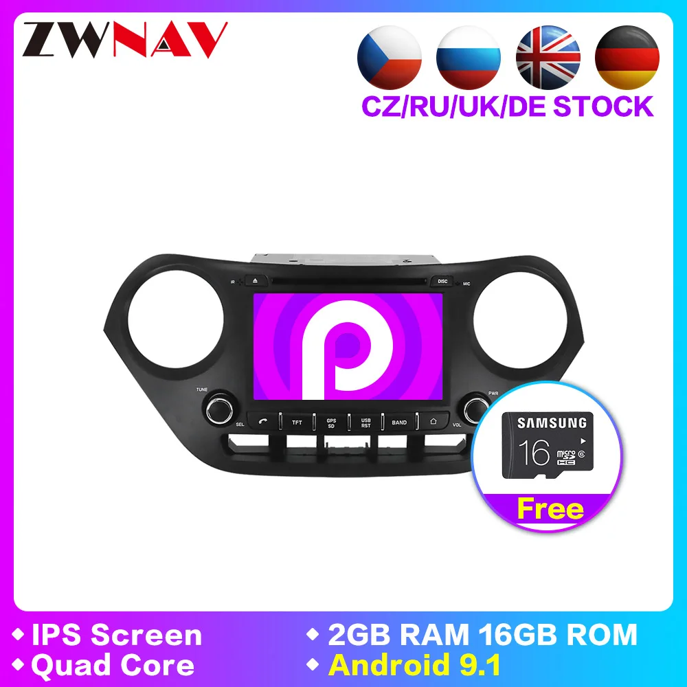 Автомобильный dvd-плеер Android 9,1 2 Din GPS; стереооборудование для автомобиля для 2013 HYUNDAI I10 7 дюймов головное устройство мультимедийный плеер Wifi карта