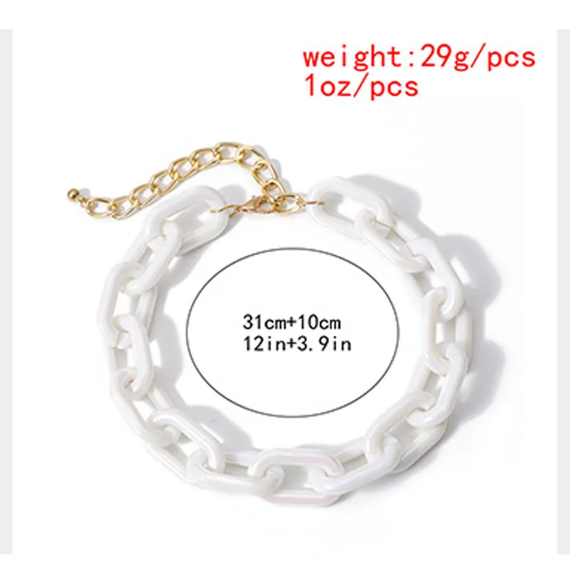 

New Exaggerate White Acrylic Chunky Chain Chokers For Women Fashion Statement Punk Necklaces Jewelry Accessory Hip hop Colliers