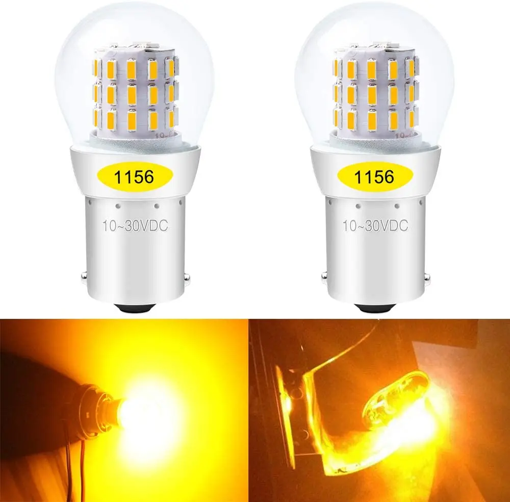 

2-Pack 1156 BA15S 1141 1003 7506 1073 AK-3014 39 SMD LED Light 9V-30V Car DC Turn Signal Lights Tail BackUp Bulbs Amber / Yellow