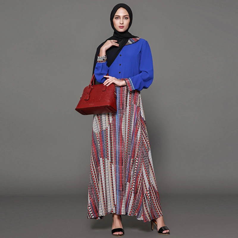 Женское платье лоскутного покроя Siskakia длинное с принтом воротником Питер Пэн и