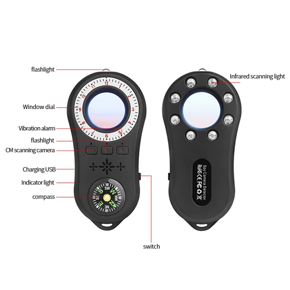 

Anti Candid Camera Detector Multi-function Anti-spy Detector Camera Audio Bug Finder Signal Lens RF Tracker Detect Wireless 2020